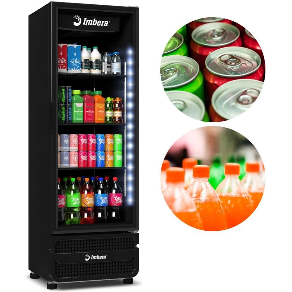 Refrigerador Expositor Vertical 485 Litros Full Black LED Bivolt Porta de Vidro VRS16 Imbera