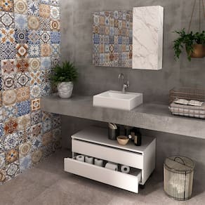 Kit Lavabo com Gaveteiro e Espelheira Branco Tecno Mobili