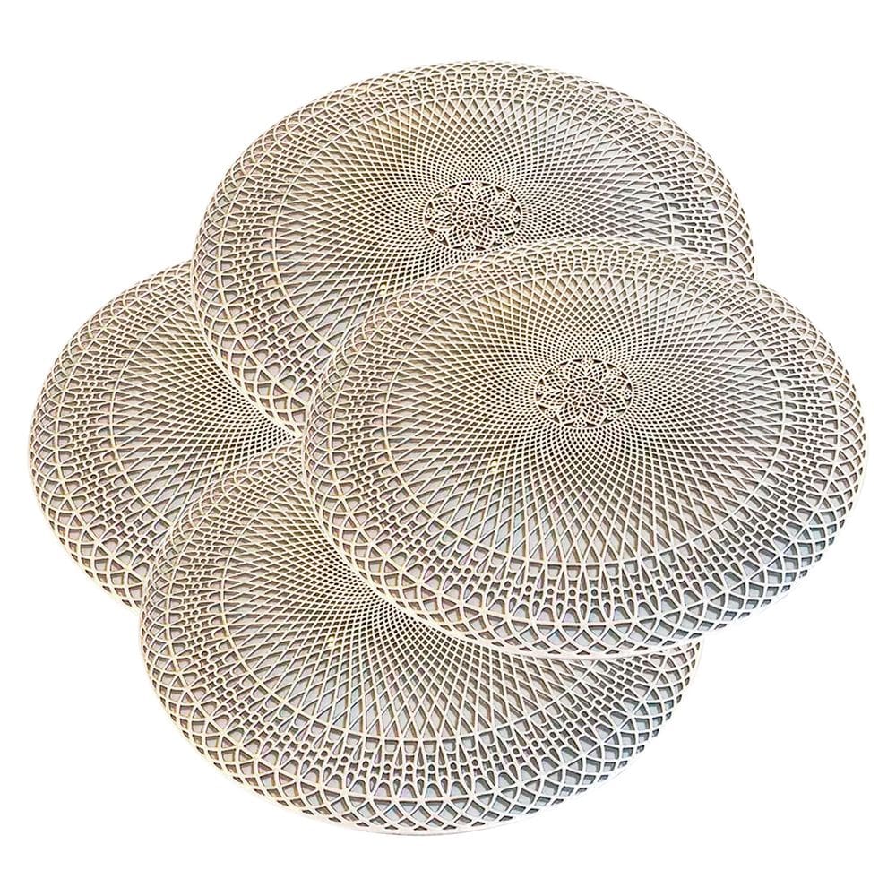 Jogo Americano 4 Peças Mesa Posta Mesa Redondo Linha Luxo Tamanho Grande Modelo Lotus em PVC