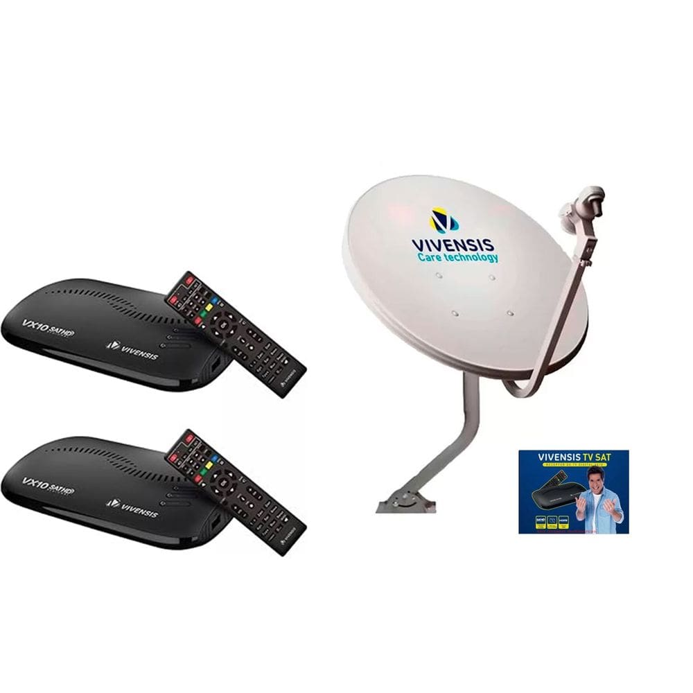 Antena Parabólica 60cm +2 Recepitores Digital Vivensis VX10