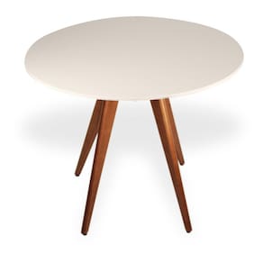 Mesa de Jantar Redonda Base Triedge em Madeira Maciça - 90 Cm Off Withe