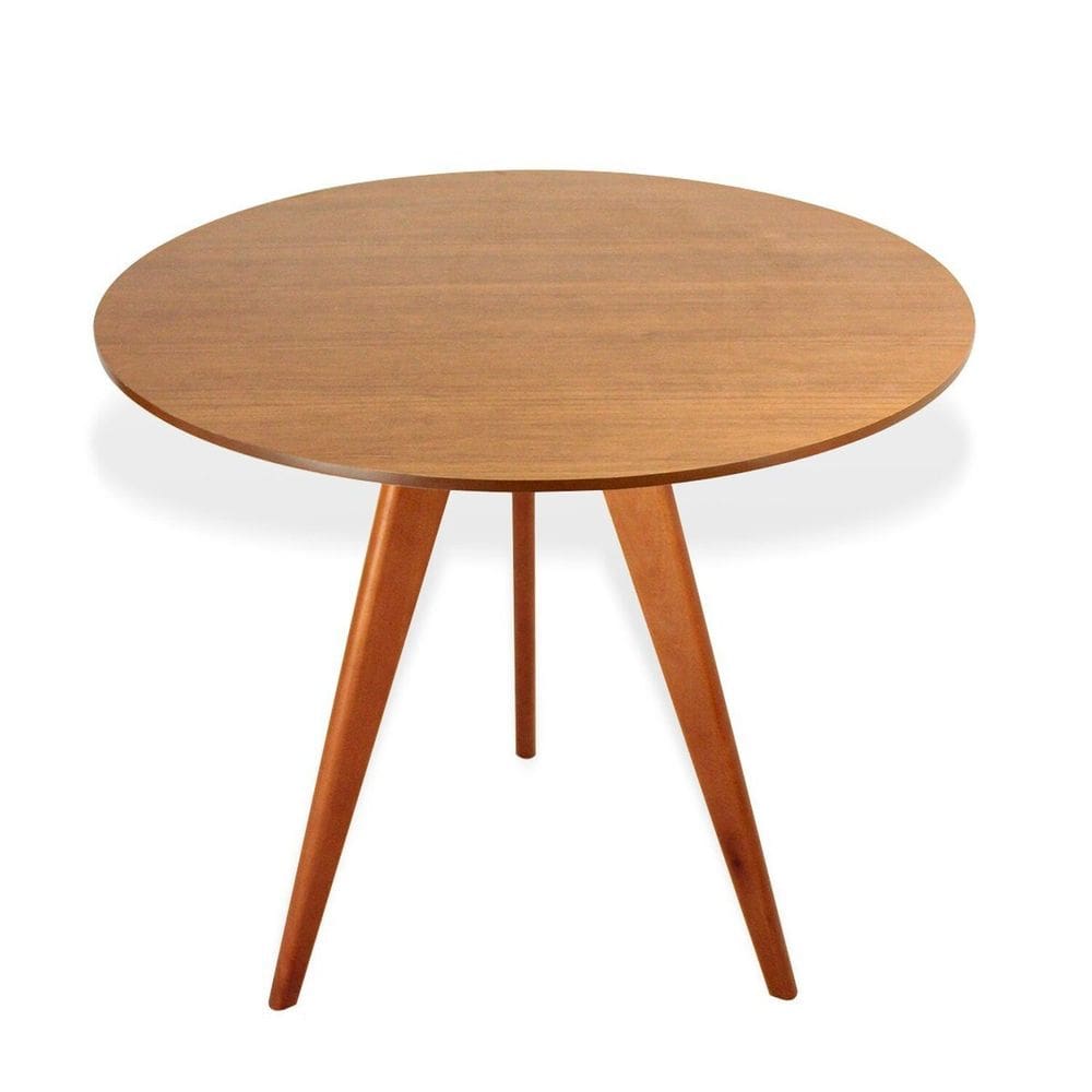 Mesa de Jantar Redonda Base Tripé em Madeira Maciça - 90 Cm Mel