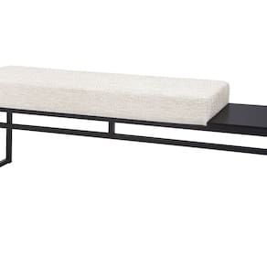 Banco Estofado 2 Lugares Paradise Conforto Elegância Recamier Preto/Champanhe