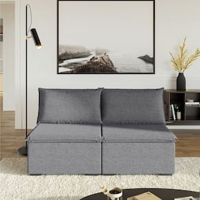 Sofá Modular 2 Módulos Centrais Zen Cabecasa Madeiramadeira Grafite
