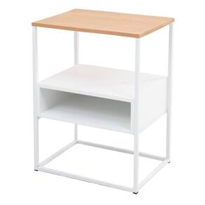 Mesa Cabeceira Lucy Moderna Quarto Sala Apoio Cama Branco/Damasco
