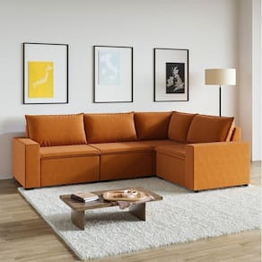 Sofá Modular de Canto 4 Módulos Zen Cabecasa Madeiramadeira Mostarda