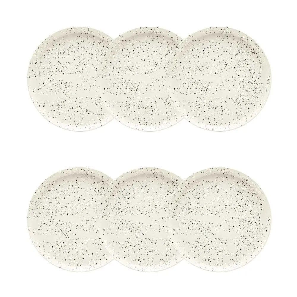 Conjunto de Pratos de Sobremesa 06 Peças Flat Chuvisco Oxford