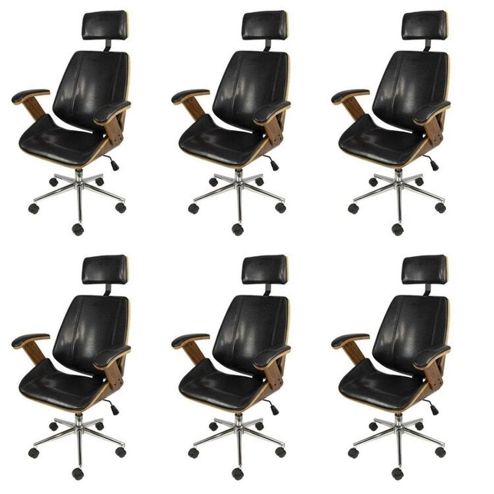 Kit 6 Cadeiras para Escritorio Presidente Bergen 3331 Preto