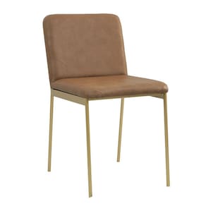 Cadeira de Metal para Sala de Jantar Chloe Estofada Dourado/Kaki