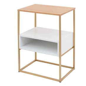 Mesa Cabeceira Lucy Moderna Quarto Sala Apoio Cama Dourado/Damasco