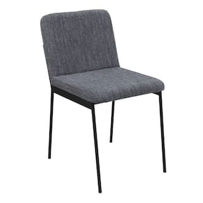 Cadeira de Metal para Sala de Jantar Chloe Estofada Preto/Cinza