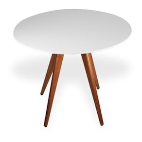 Mesa de Jantar Redonda Base Tripé em Madeira Maciça - 80 Cm Branco