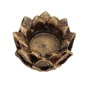 Incensário Flor De Lotus Em Resina 5,5Cm Dourado Lindo