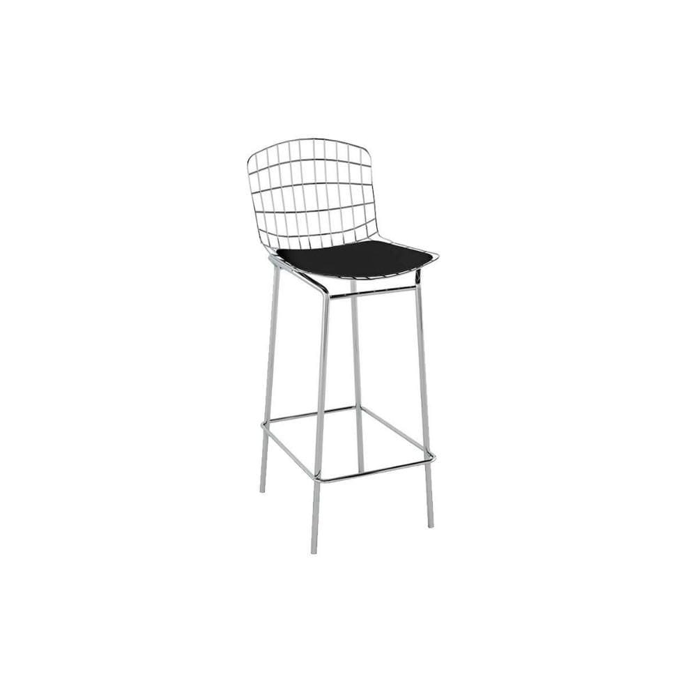 Banqueta de Cozinha Aço Marçal Datena PB22CR 1 Un Cromado/Courano Preto - Pozza