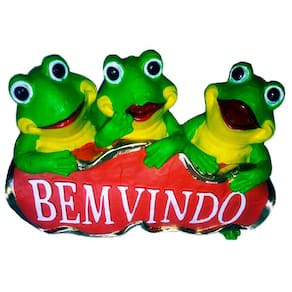 Trio De Sapo Bem Vindo Em Gesso Decoração