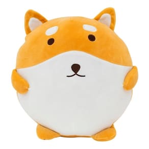 Almofada Cachorro Shiba Semi Bola 30Cm Pelúcia Antialérgica