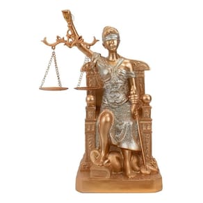 Dama Da Justiça Rosê Sentada 29Cm - Enfeite Resina Juiz