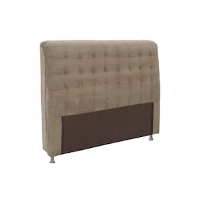 Painel de Cama Box Estofada Casal Dama Plus Suede Marrom Taupe - Simbal