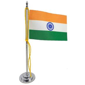 Mini Bandeira De Mesa Da Índia 15 Cm Poliéster
