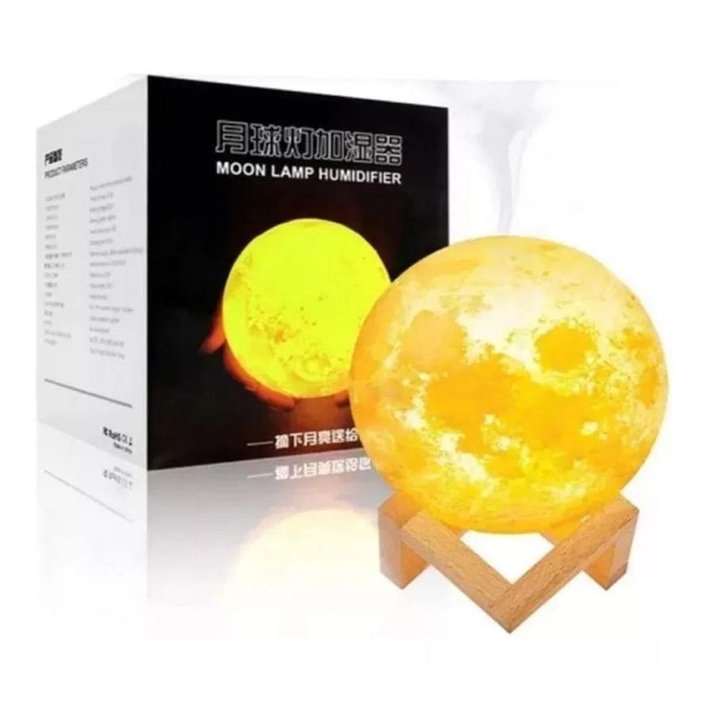 Umidificador Difusor Lua 3D 880ml Luminária 13cm Abajur