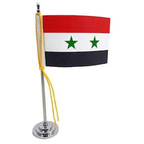 Mini Bandeira De Mesa Da Síria 15 Cm Poliéster