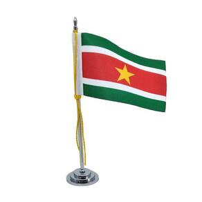 Mini Bandeira De Mesa Suriname 15 Cm Mastro Poliéster