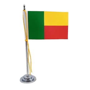 Mini Bandeira De Mesa Benim 15 Cm Mastro Poliéster