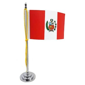 Mini Bandeira De Mesa Da Peru 15 Cm Poliéster