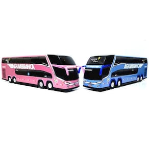 Kit 2 Brinquedo Miniatura Ônibus Águia Branca Coleções 30Cm
