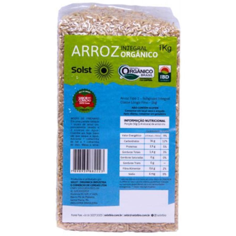 Arroz Orgânico Integral Agulhinha À Vácuo Solst 1 Kg