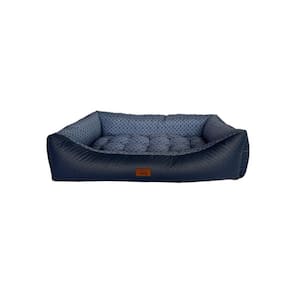 Cama para Cachorro Retangular em Corino + Poliéster Azul LV Extra Grande (XGG) 98 x 65 cm