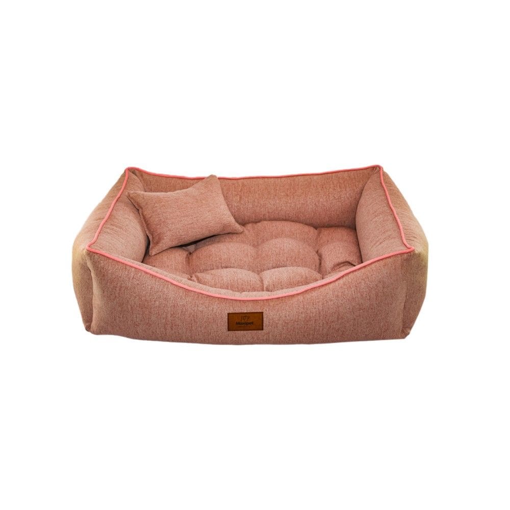 Cama para Cachorro Retangular em Linho Rosa Grande (G) 50 x 65 cm
