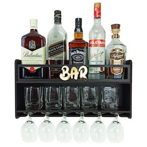 Barzinho de Parede Aparador Para Bebidas Para Sala Tema Bar - 49x26 Cor Preto