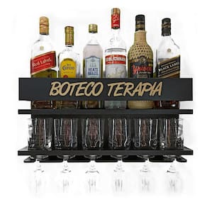Barzinho de Parede Porta Copo Boteco Terapia Cor Preto