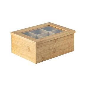 Organizador de Chá Sense Bambu 6 Divisórias 21,5 x 16 x 9 cm Ou