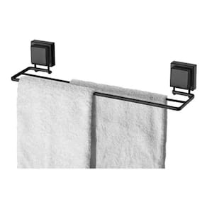 Toalheiro Duplo para Banheiro com Ventosa 45 cm Preto Fosco
