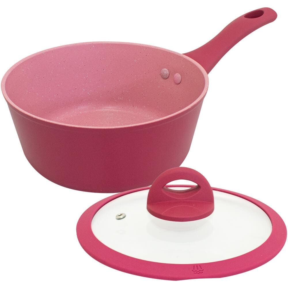 Panela Antiaderente Cerâmica de Indução Viena Rosa Plus 18cm - Casambiente