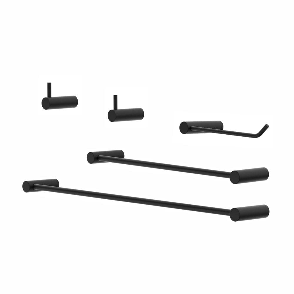 Kit De Acessórios Para Banheiro Orion 5 Peças Suporte Preto 2070OR