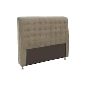 Painel de Cama Box Estofada Casal Dama Plus Suede Marrom Taupe - Simbal