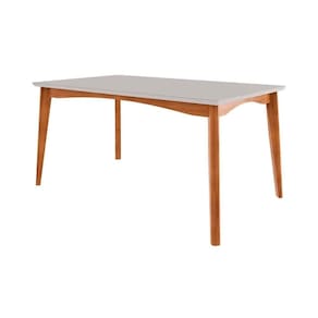 Mesa p/ Cozinha Monalisa c/ Tampo Madeirado Vidro 160x90cm Natural - Nesher