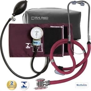 Kit Aparelho De Medir Pressão Manual + Estetoscópio Duplo Pa Med + Estojo Garantia 2 Anos