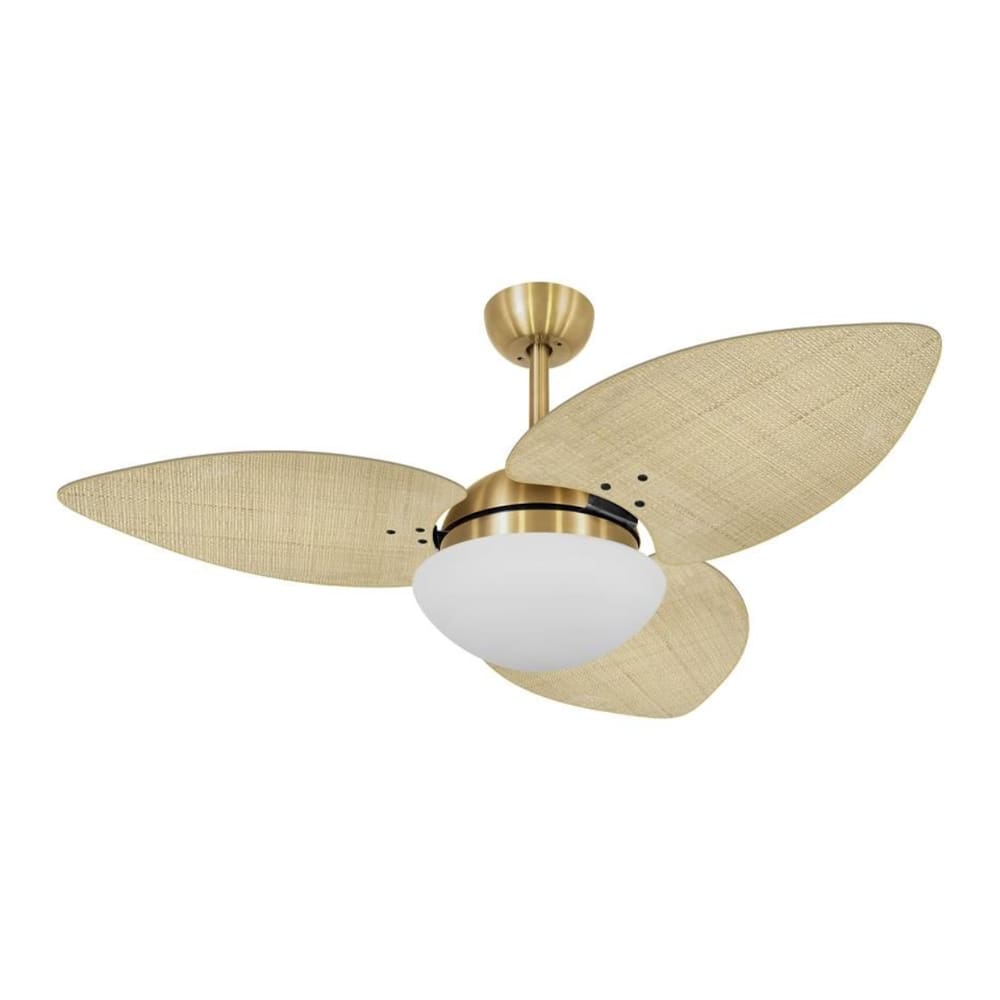 Ventilador de Teto Dormamu Dourado 3 Pás Palmae Natural 127V com Controle