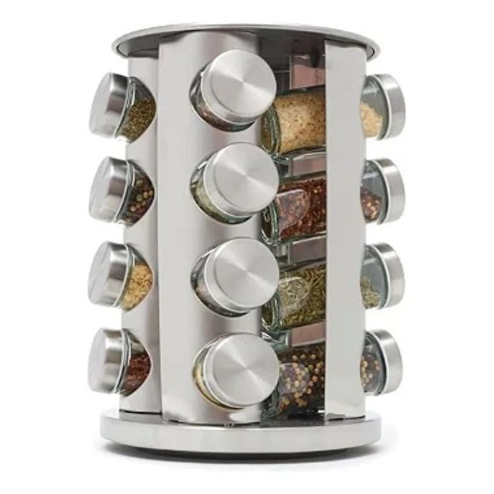 Porta Condimentos Giratório Aço Inox Giratório 16 Potes Para Especiarias