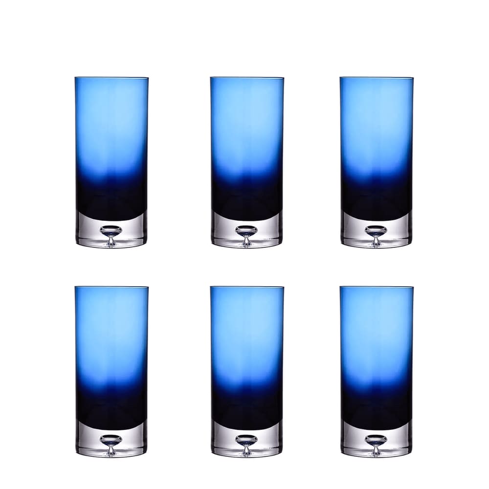 Conjunto 6 Copos em Vidro Azul 16cm BJ0005 BTC