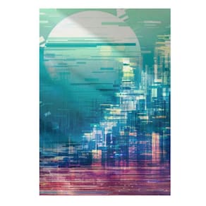 Quadro Decorativo Abstrato - Cidade Futurista Com Reflexos
