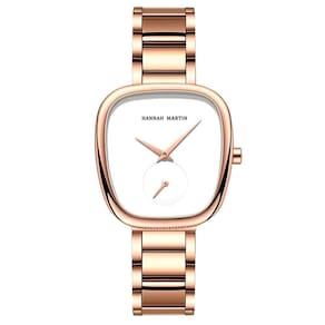 Relógio De Pulso De Quartzo Oval Estilo Minimalista Feminino Em Aço Inoxidavel Branco