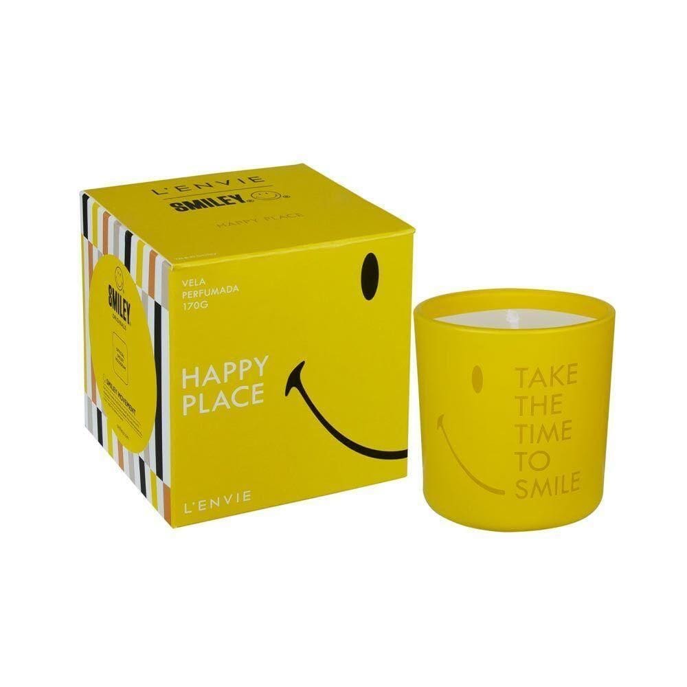 Vela Perfumada Happy Place Smiley Positividade 170g Lenvie