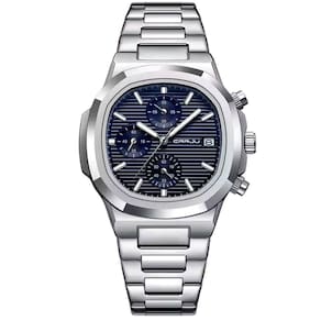 Relógio De Pulso Masculino Analógico Com Pulseira De Aço Inoxidável Impermeável 3atm Azul