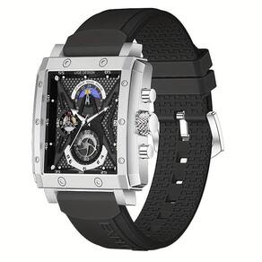 Relógio De Pulso Esportivo De Silicone à Prova D`águaquadrado Preto