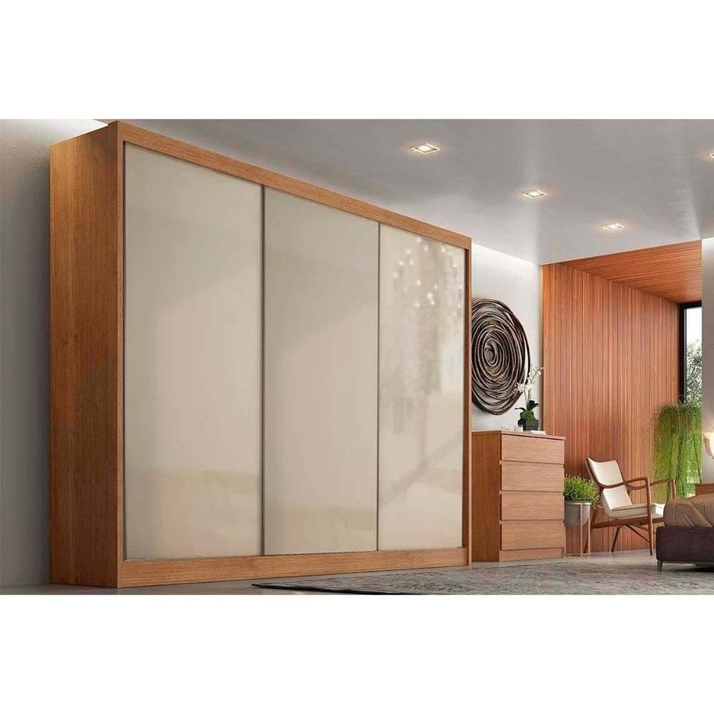 Guarda Roupa 3 Portas de Correr e 8 Gavetas Natus/Duna Cumaru/Fendi - Novo Horizonte